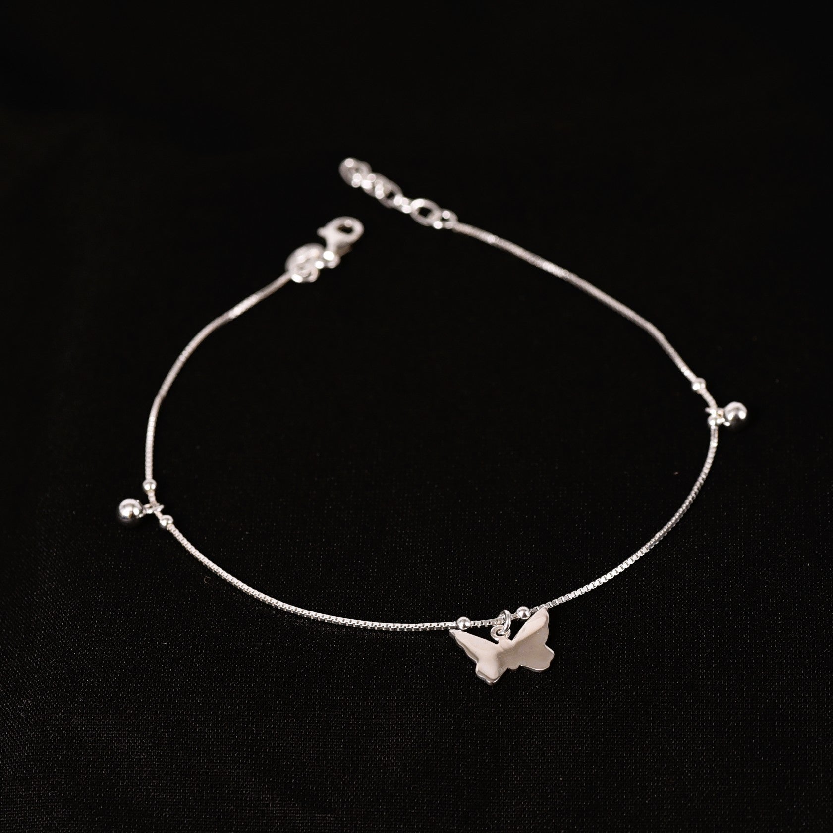 Silver Butterfly Charm Anklet (Single Piece)