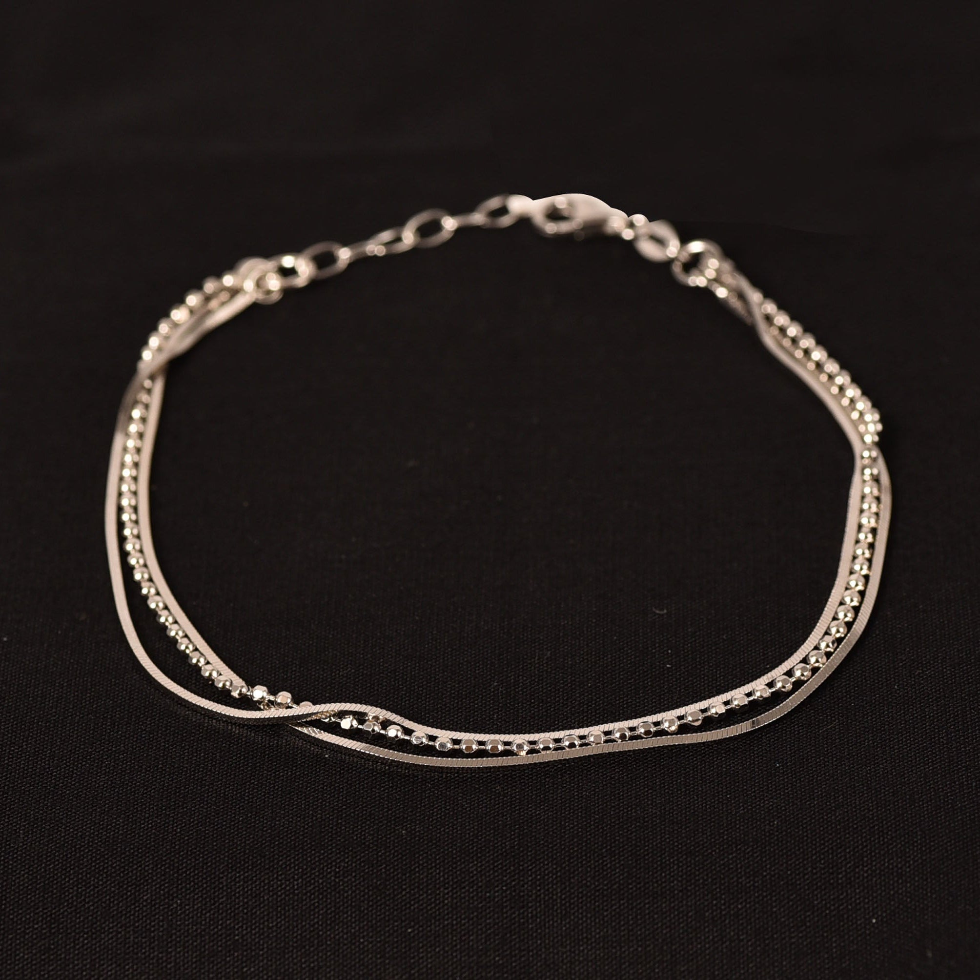 Silver Triple Fancy Anklet (Single Piece)