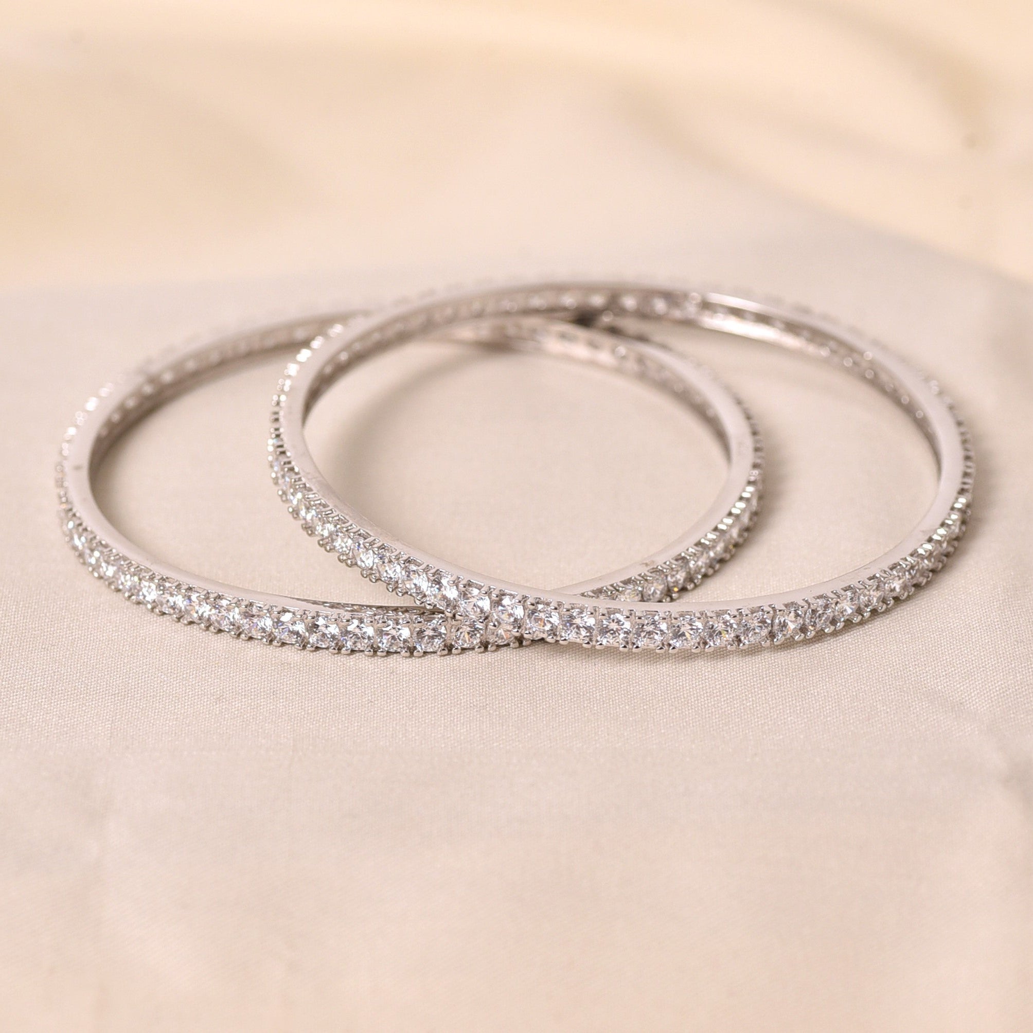 Silver Diamond Studed Bangle
