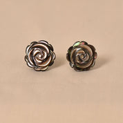 Silver Black Rose MOP Earrings