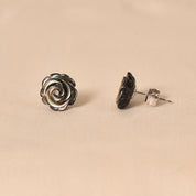 Silver Black Rose MOP Earrings