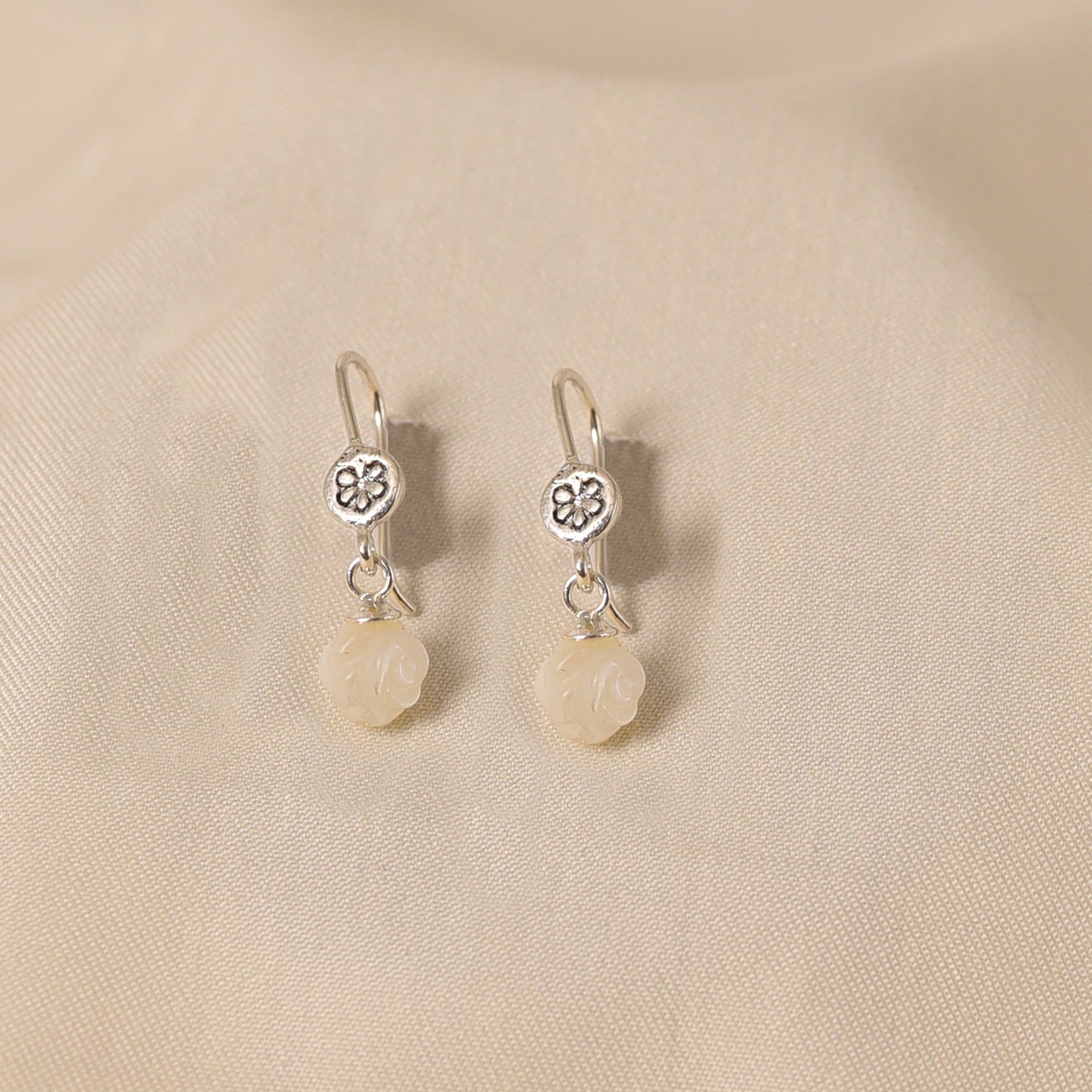 White Rose Earrings