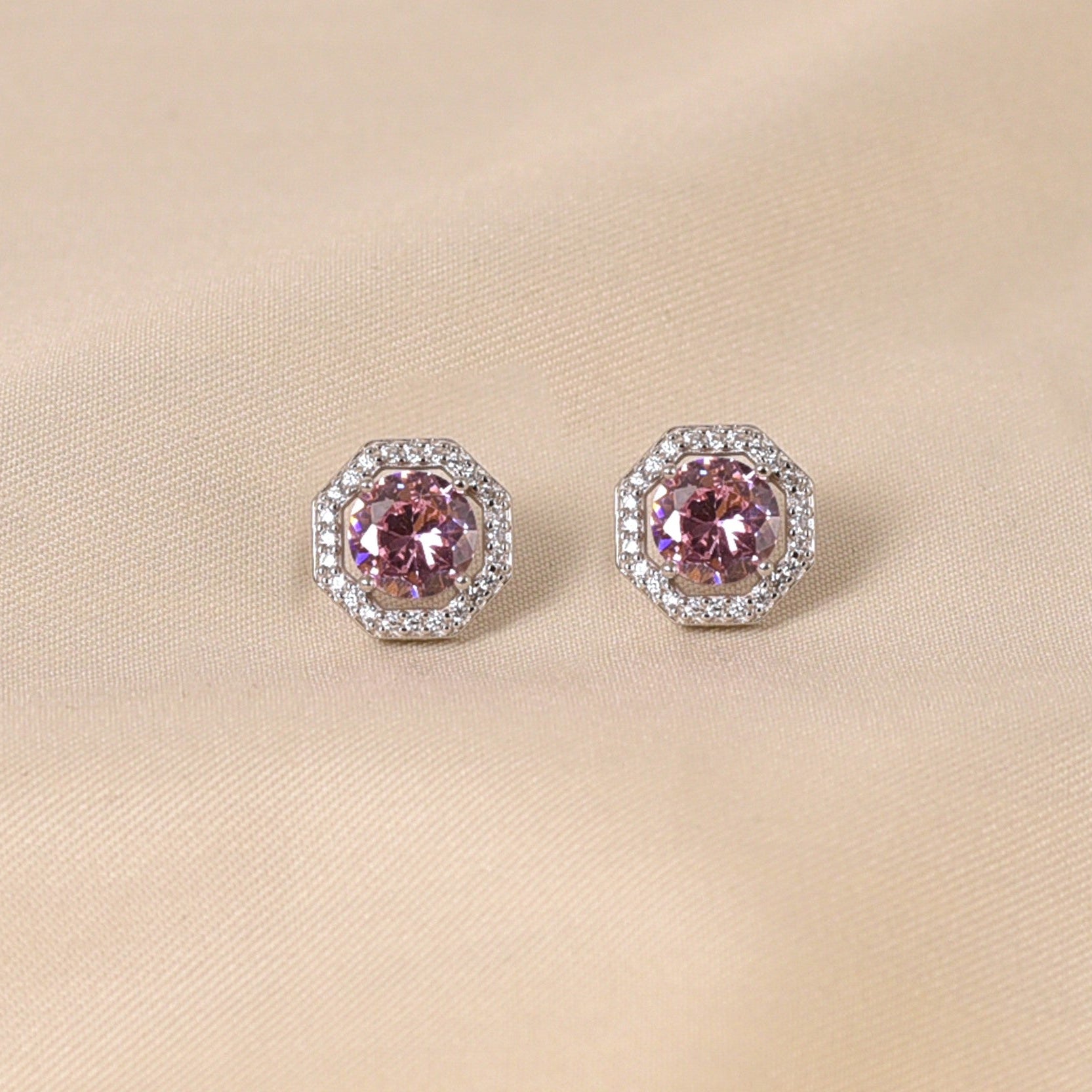 Polygon Earrings - Light Pink