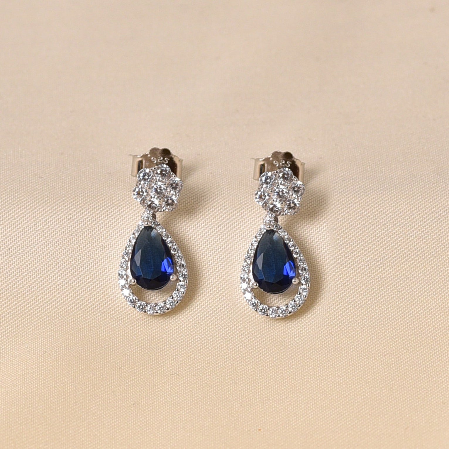 Macro Drop Earrings - Dark Blue