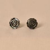Silver Black Rose MOP Earrings - Small