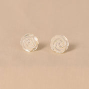 Silver White Rose MOP Earrings - Small