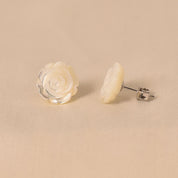 Silver White Rose MOP Earrings - Small