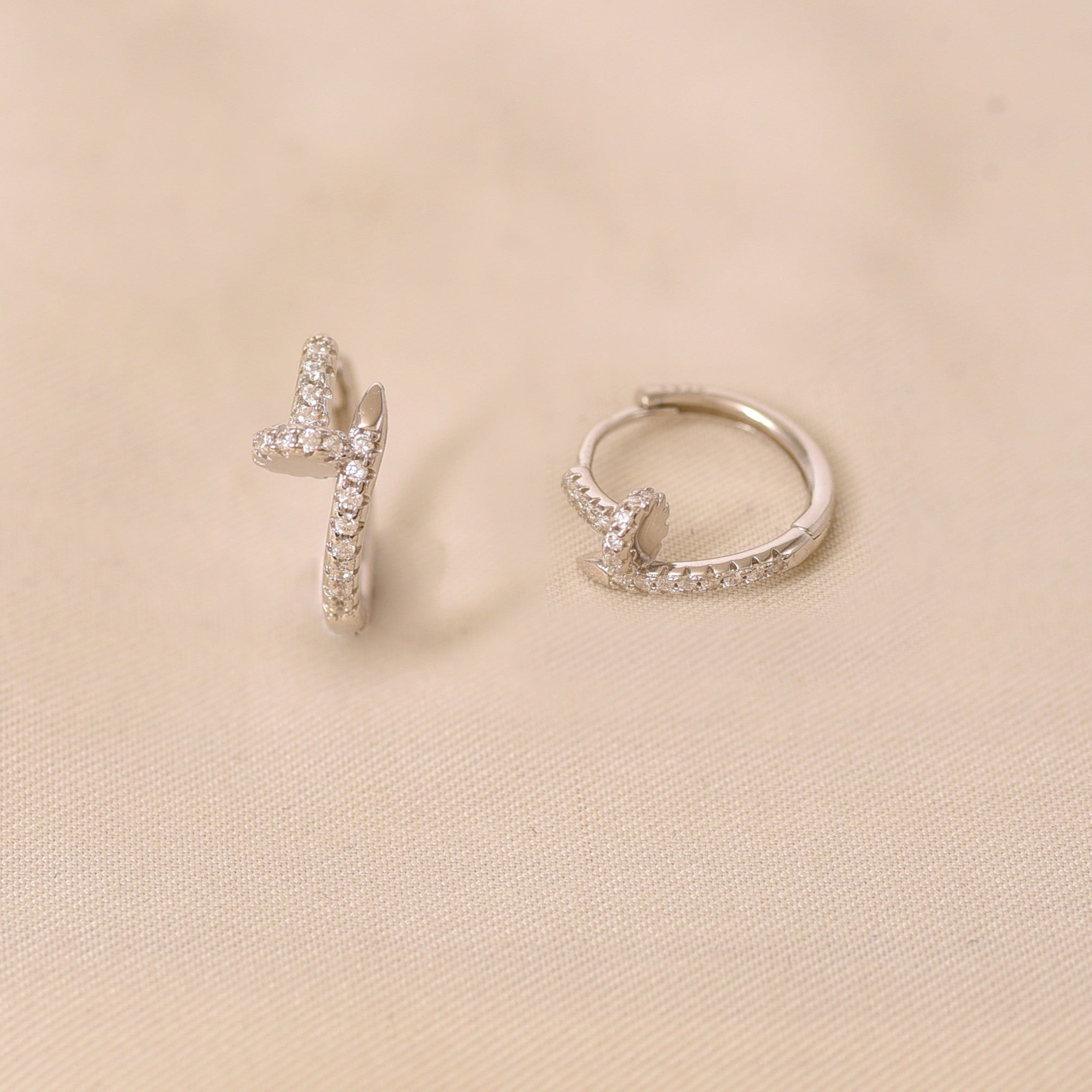 Silver Olga Round Diamond Earring