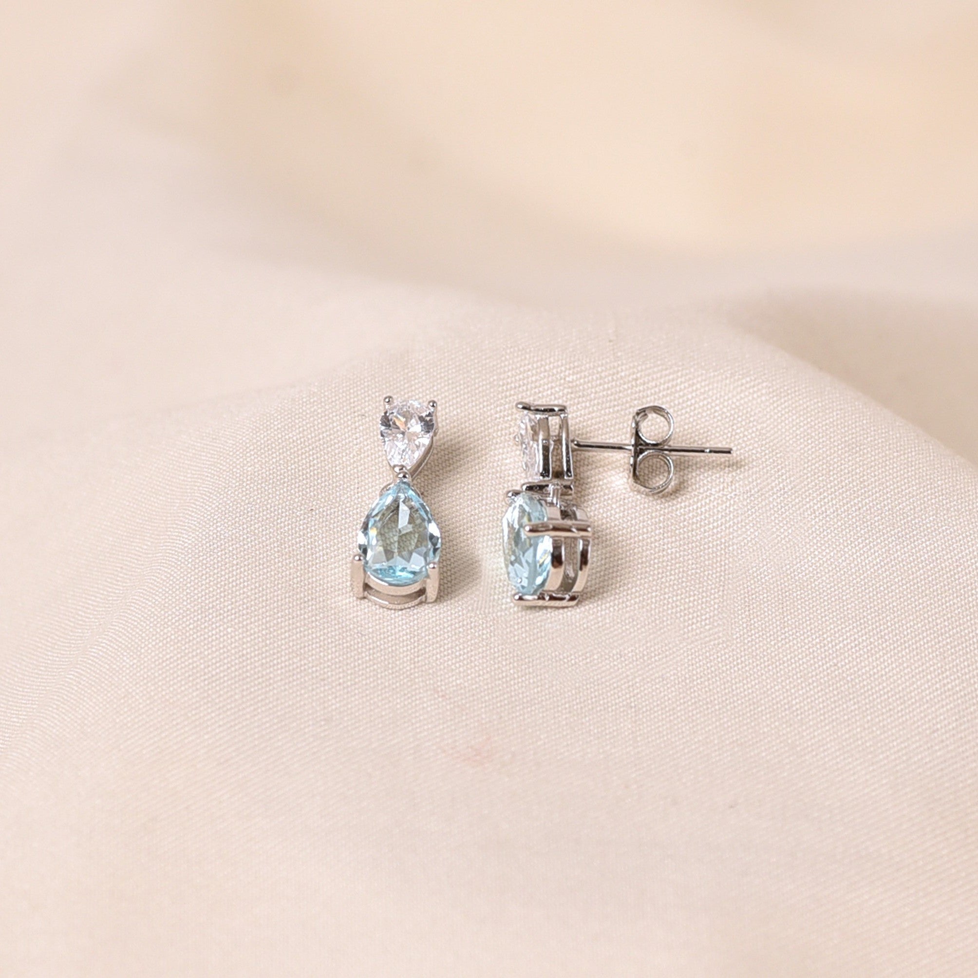 Silver Drip Earring -Light Blue