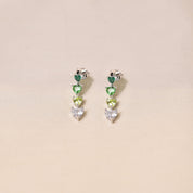 Rainbow Heart Earring - Dark Green