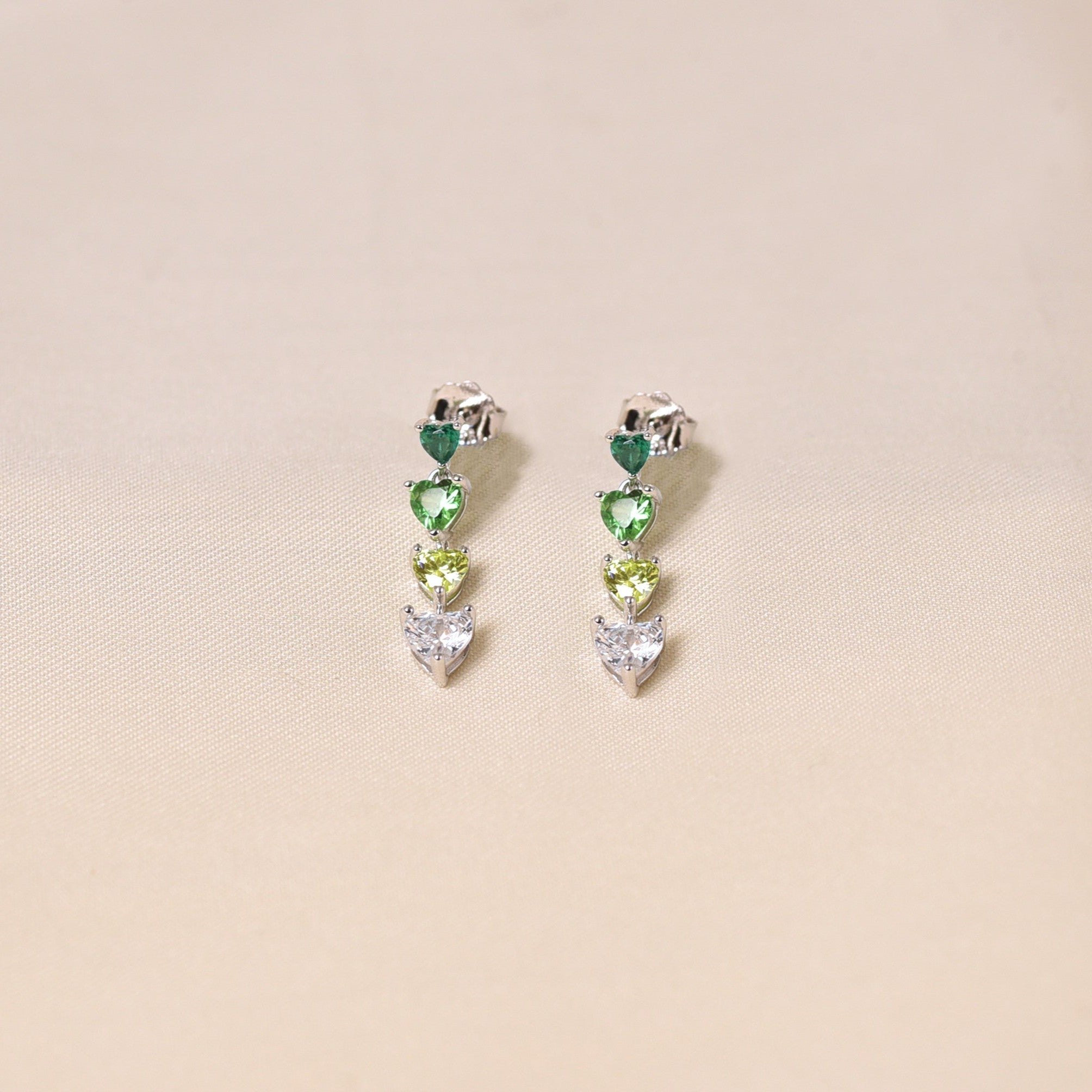 Rainbow Heart Earring - Dark Green
