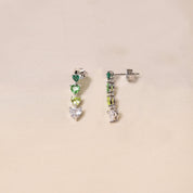 Rainbow Heart Earring - Dark Green