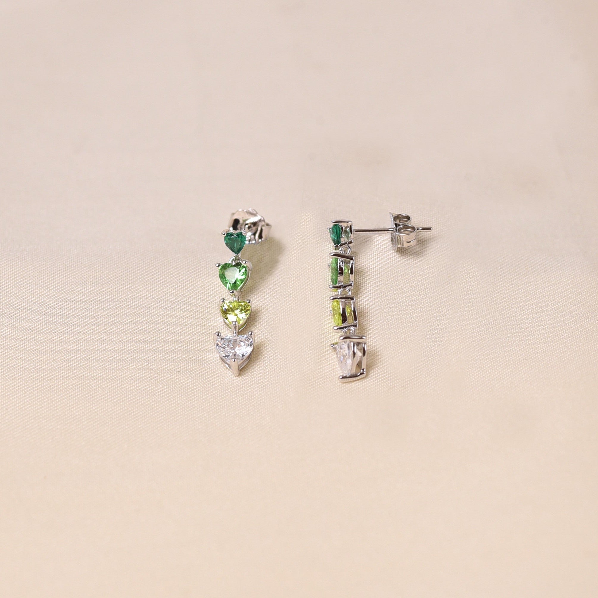 Rainbow Heart Earring - Dark Green