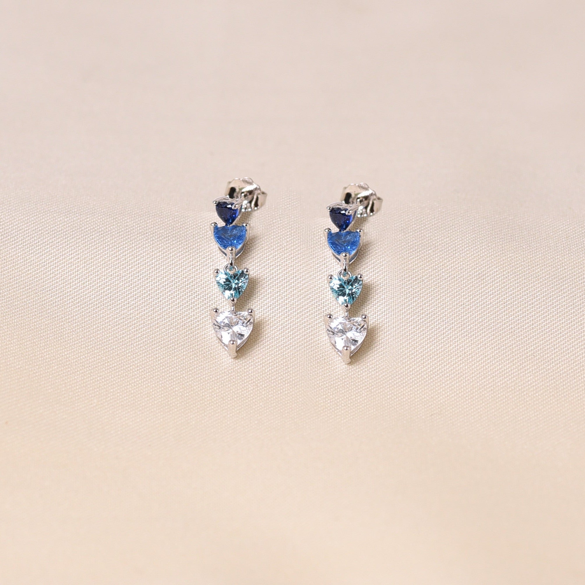 Rainbow Heart Earring - Dark Blue