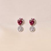 Silver Berlin Heart Earring -Dark  Pink