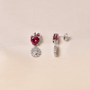 Silver Berlin Heart Earring -Dark  Pink