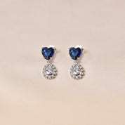 Silver Berlin Heart Earring -Dark Blue