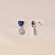 Silver Berlin Heart Earring -Dark Blue