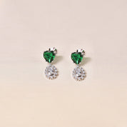 Silver Berlin Heart Earring -Dark Green