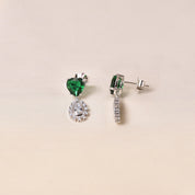 Silver Berlin Heart Earring -Dark Green