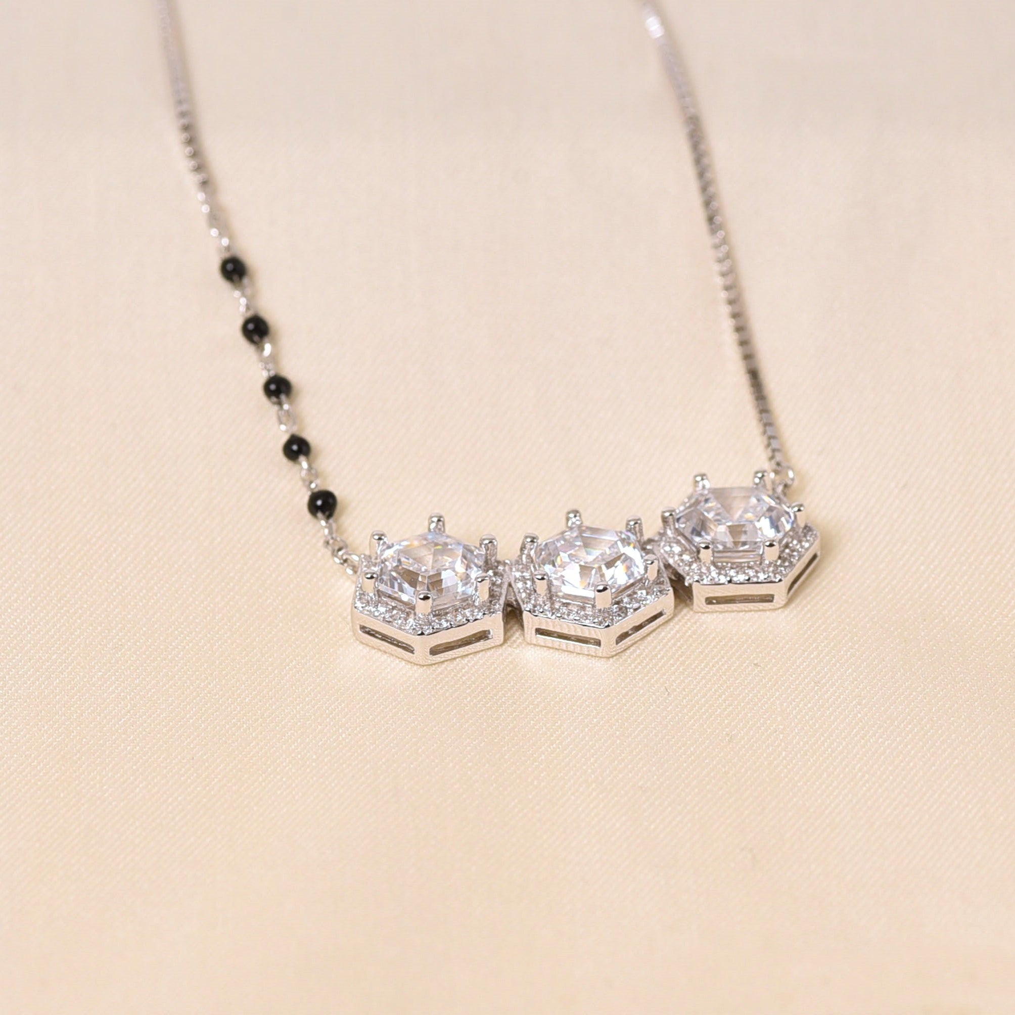 Silver Minimalistic Hexagon  Mangalsutra
