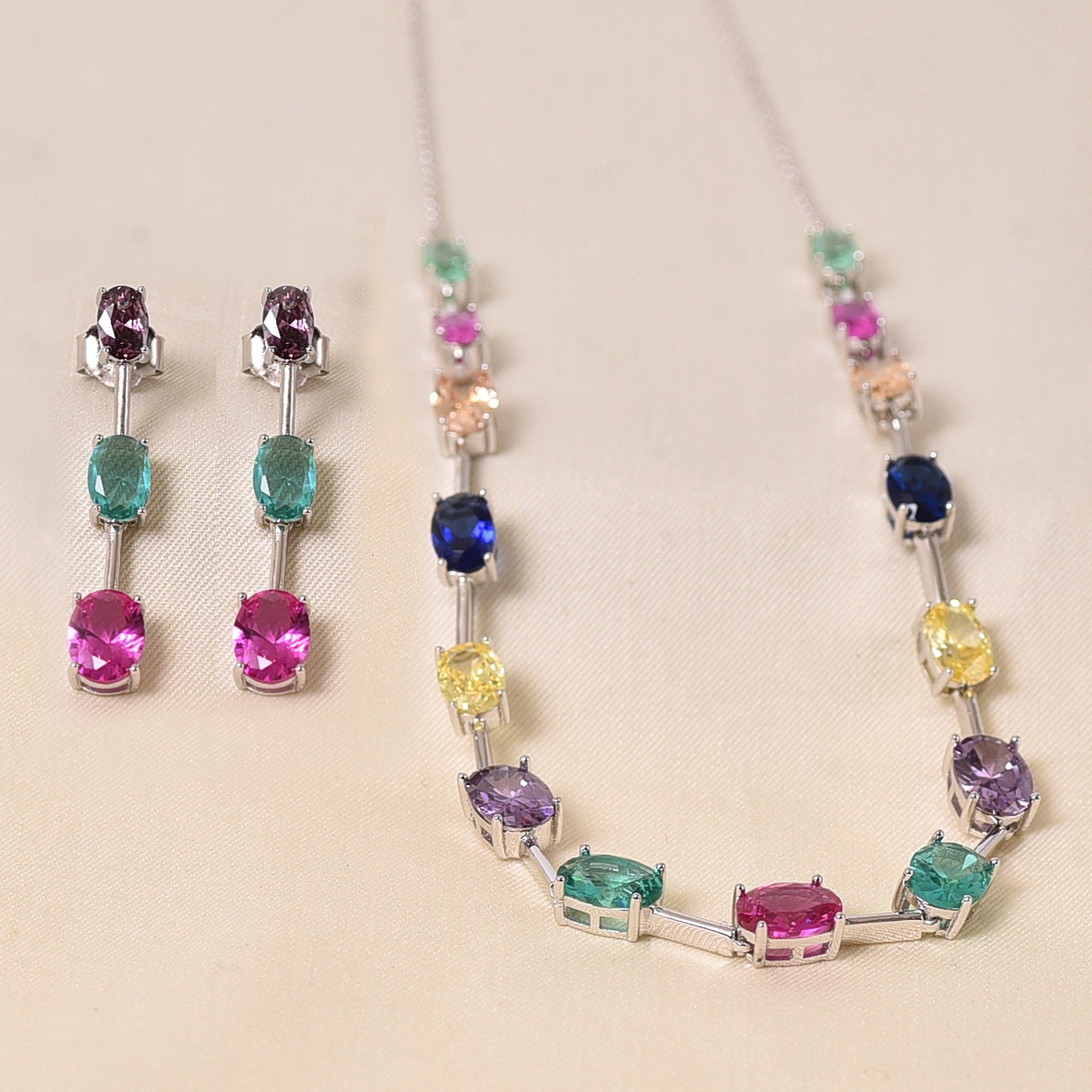 Oval Novak Necklace Set - Colourful