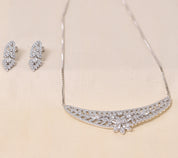 Silver Chand Shape Necklace Set