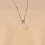 Silver White Rose MOP Pendant