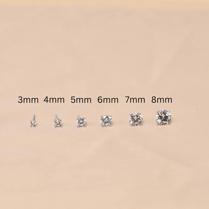 4 Prong Solitaire Stud - 3mm