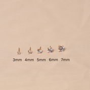 4 Prong Solitaire Stud - 3mm Gold