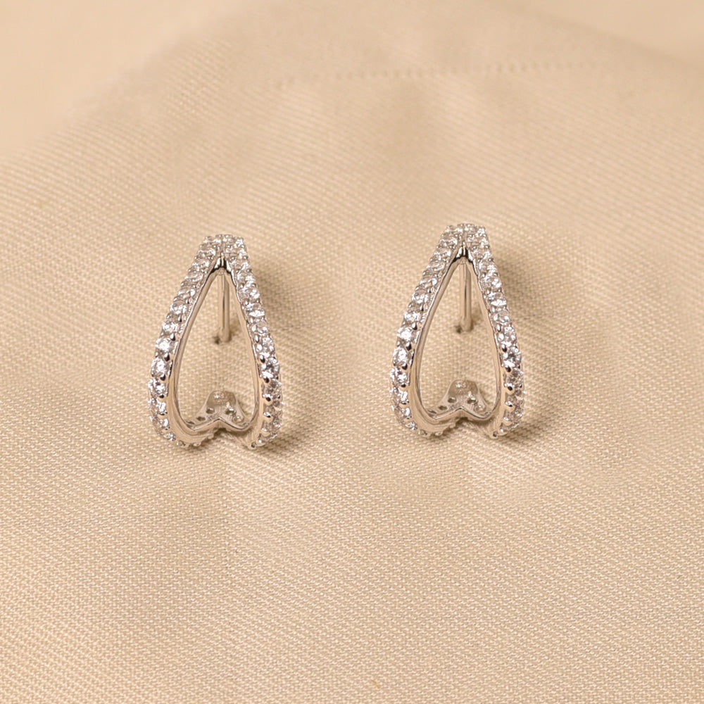 Hoop Diamond Small Earring in Silver for women by Elyta