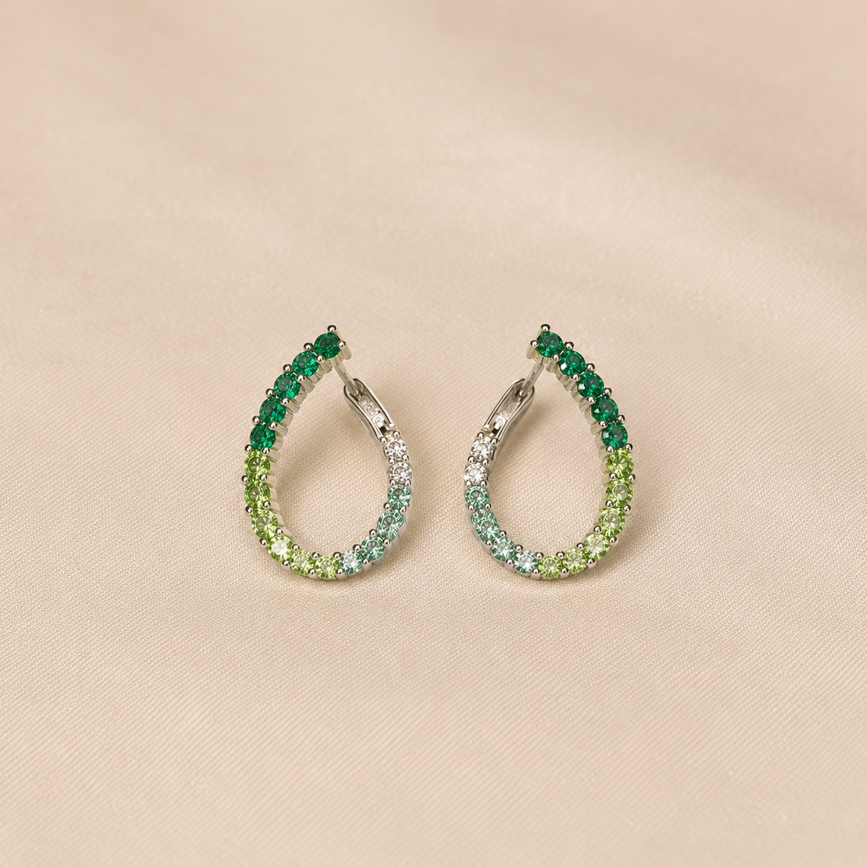 Handcrafted Green Drop & Hoops Earrings for Her