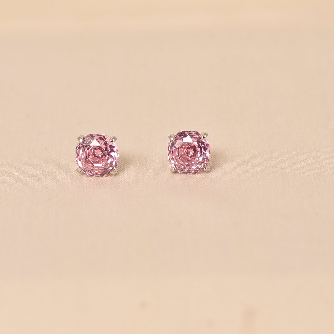 925 Silver Pink Rose Diamond Stud Office wear Earring by Elyta
