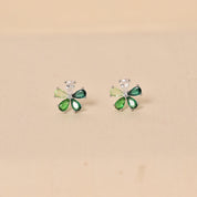 925 Silver Stud Earring in Green for Girls by Elyta