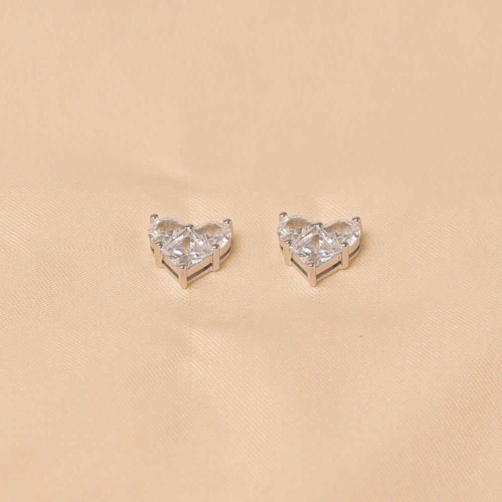 925 Silver Stud Heart Earring for Women - Elyta