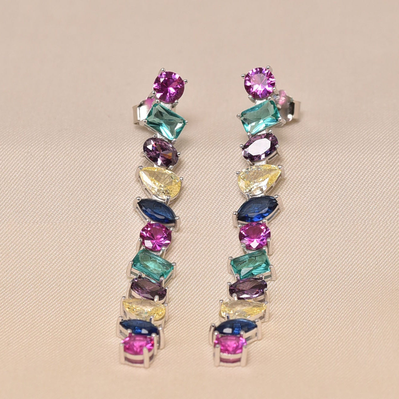 925 Sterling silver colorful earring for women -Elyta