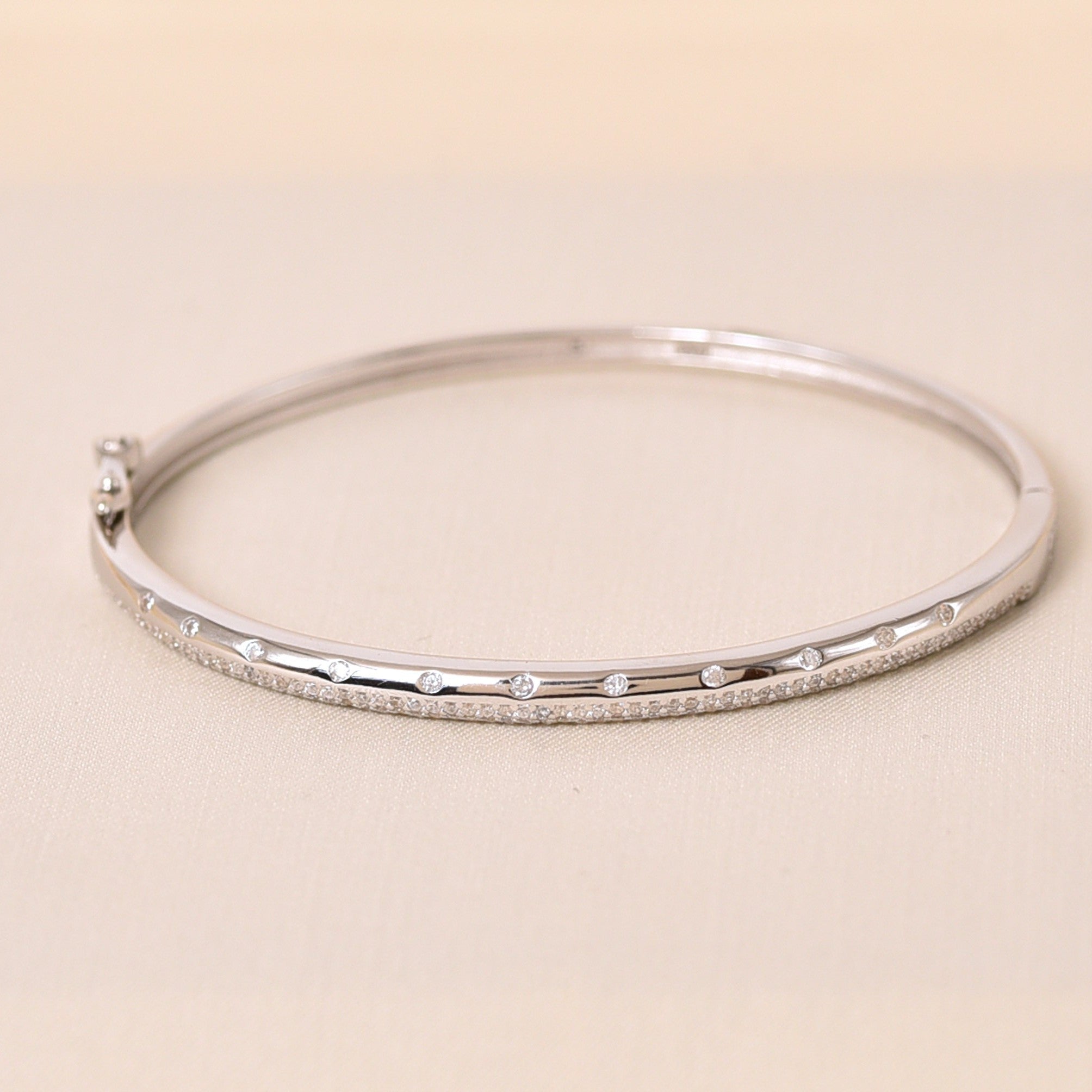 Handcrafted 925ilver Diamond studded Bracelet Kada - Elyta