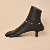 Silver Minimal Beaded Anklet (Single Piece)