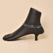 Silver Layer Heart Charm Anklet (Single Piece)