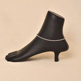 Silver Full Beaded Anklet (Single Piece)
