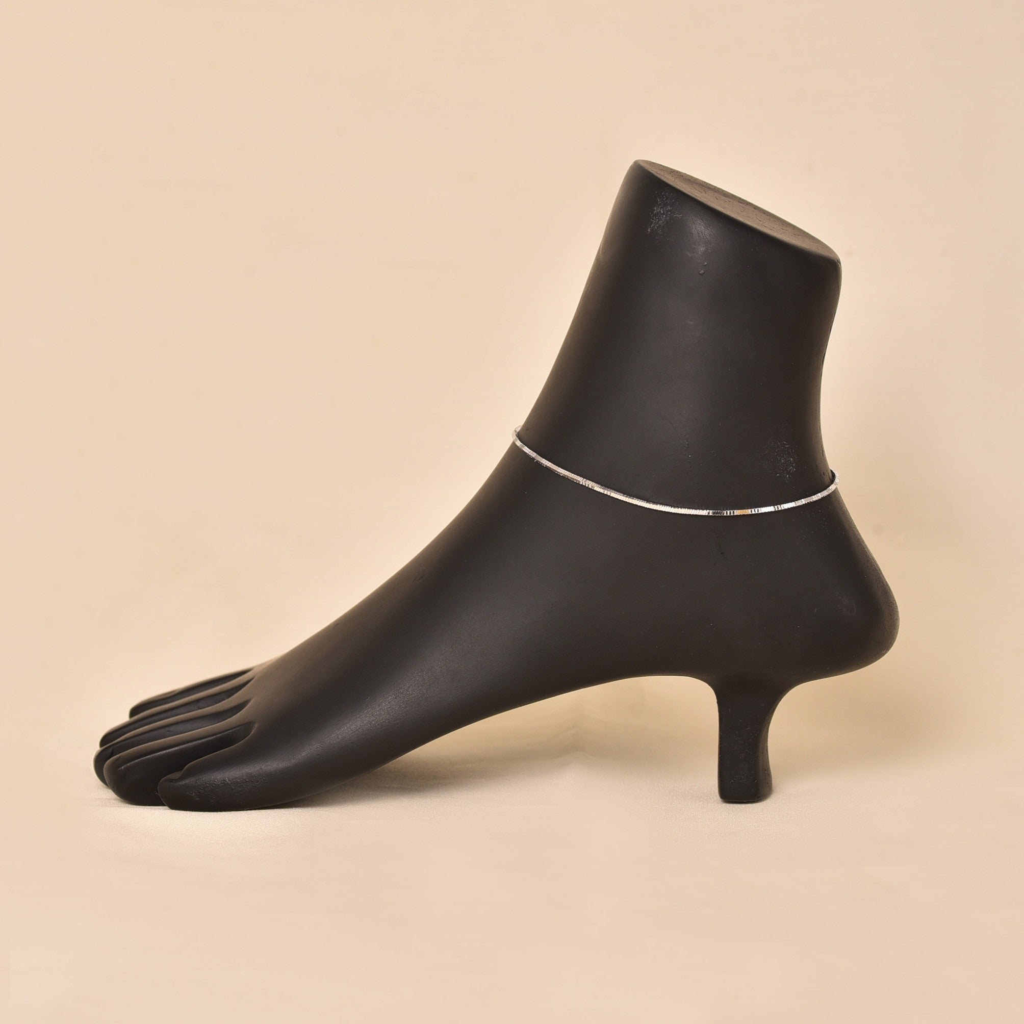 Silver Square Plain Anklet (Single Piece)