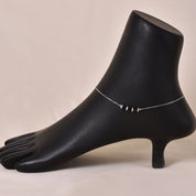 Silver Black Beaded Plain Anklet (Single Piece)