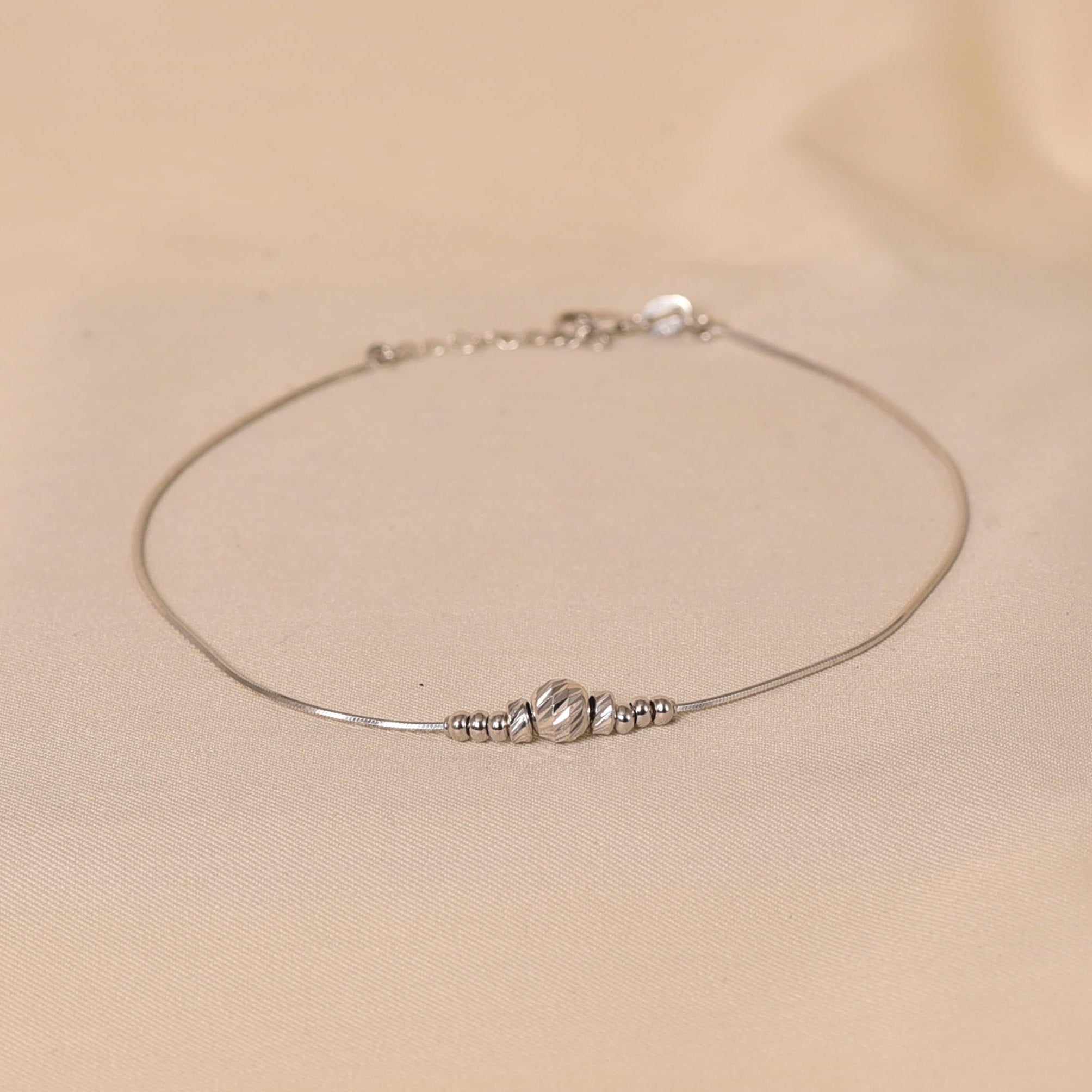 handcrafted 925 Silver Beaded  Fancy Daily wear Anklet -Elyta