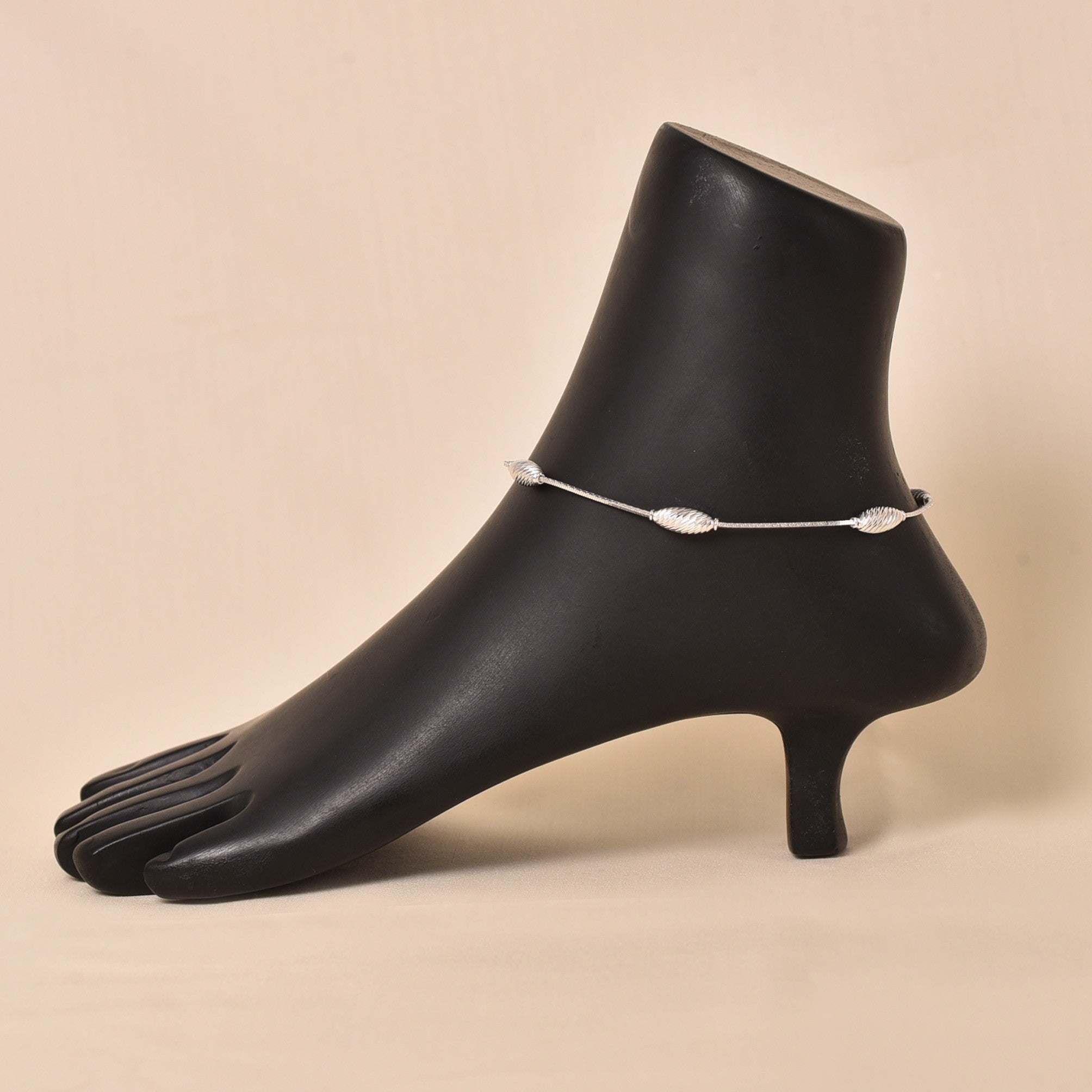 Silver Roller Anklet (Single Piece )