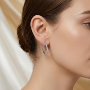 925 Silver Abstract Geometrical Hoop Earrings