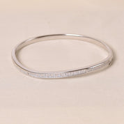 Silver Curve Diamond Bracelet Kada