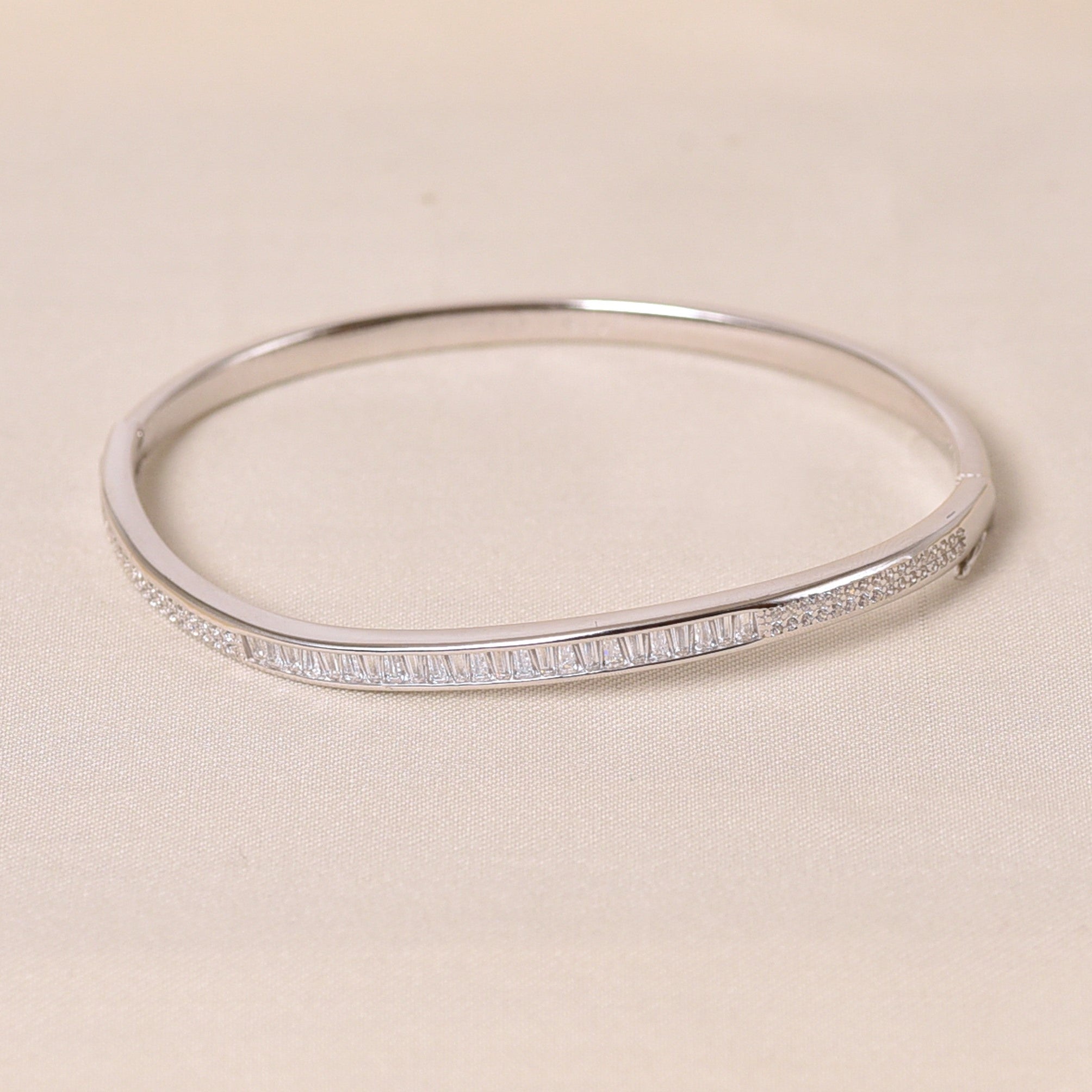 Silver Curve Diamond Bracelet Kada