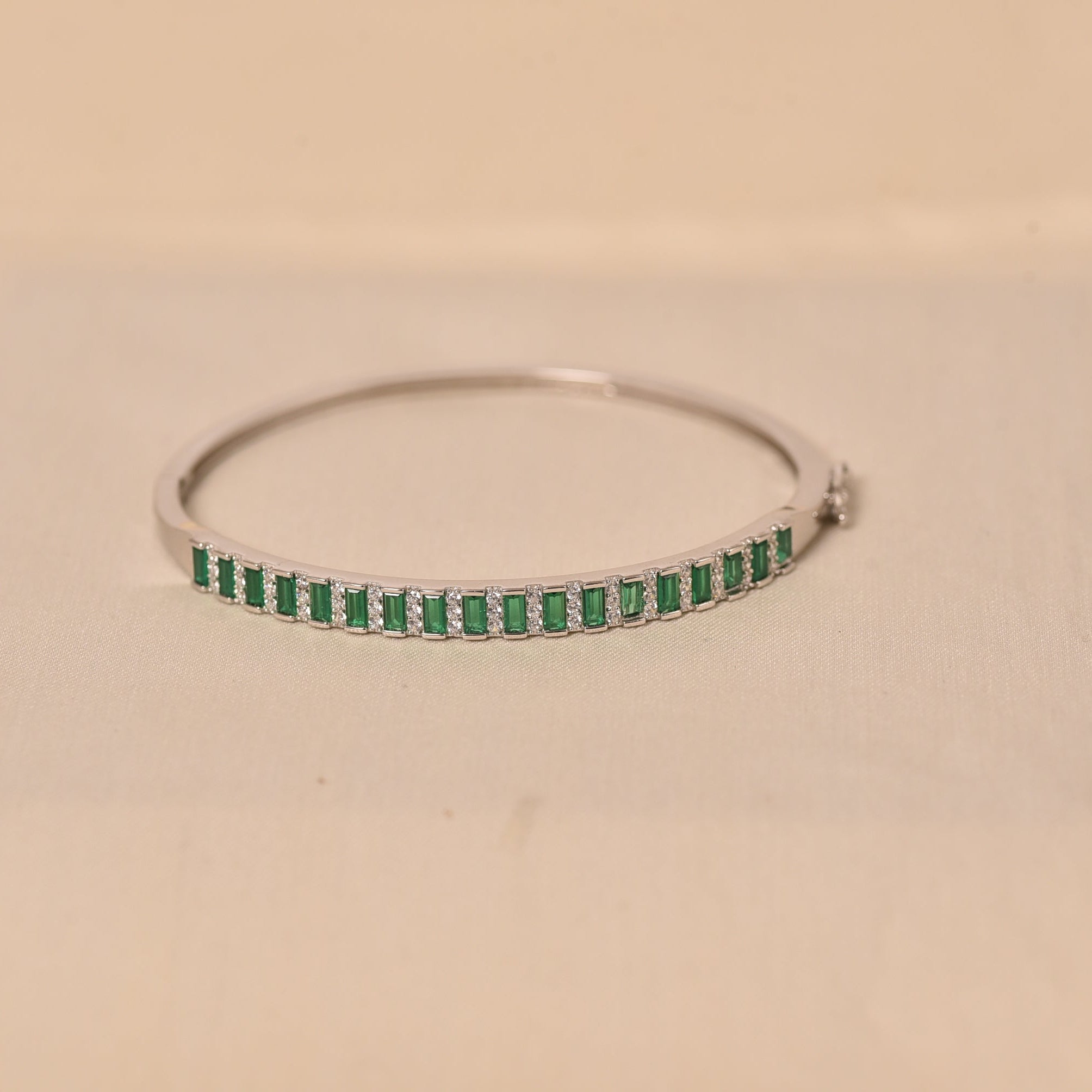 925 Silver Green Prism Stone Kada
