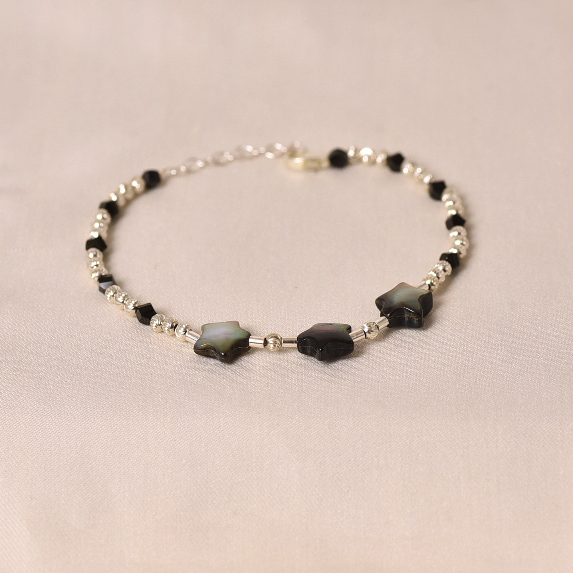 Silver Star Black MOP Mangalsutra Bracelet