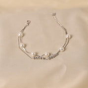 Silver Beaded Pearl Bracelet